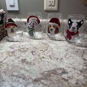 Pier 1 Festive Dog Stemless Glass Set